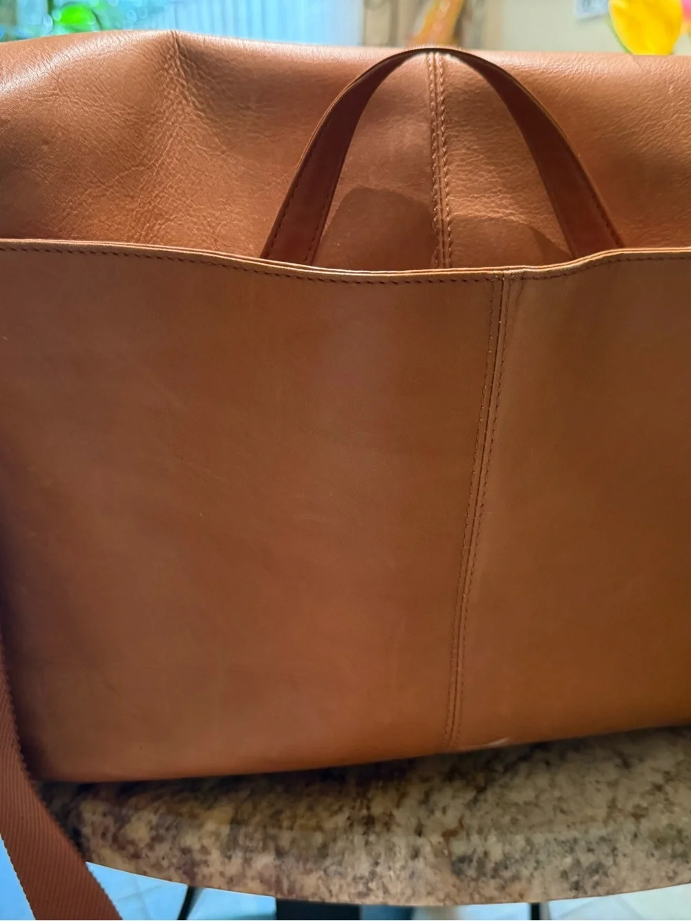 Kenneth Cole Reaction Cognac Leather Messenger Bag